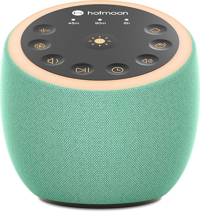 Hotmoon Sound Machine for Sleep, Cocoon 2 White Noise Sound Machine with 40 Relaxing Sounds, Dual-Speaker & Timer, 8 Night Light, Pink Brown Green Noise for Sleeping Adults, Office Privacy, Plug-in