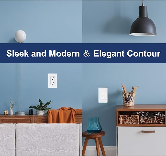 1 Gang Wall Plates Screwless Design Outlet Covers UL Certified Safe Switch Plate Covers Easy Install & Clean Cover Plates Durable Matte Finish 5-Pack White