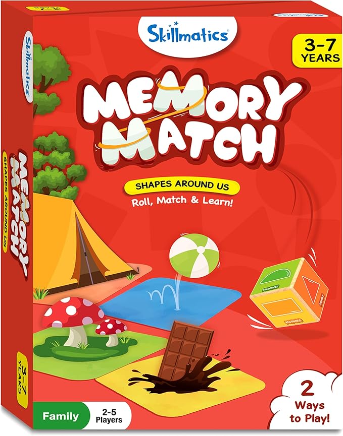 Skillmatics Memory Match - Shapes, Fun & Fast Matching Board Game for Kids, Educational Preschool Game for Toddlers, Boys & Girls Ages 3, 4, 5, 6 & 7, Learning & Brain Development Toy