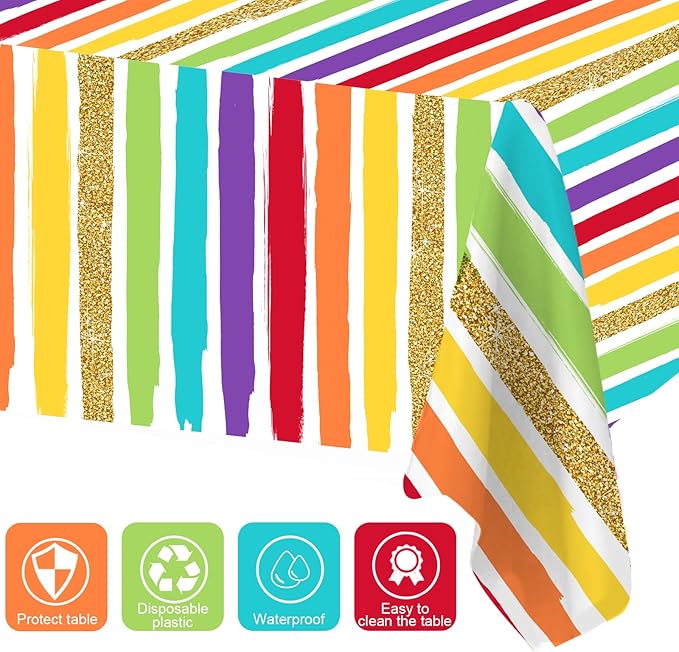 Rainbow Party Supplies, Happy Birthday Decorations for Girls & Boys -169pcs Rainbow Party Tableware Set Include 9" and 7" Party Plates and Napkins Cups Utensils with Tablecloth for 24 Guests