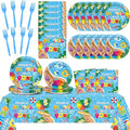 Goodbye School Hello Pool Tableware Set for Kids Class End of Schools Year Theme Supplies Summer School's Out Plates Napkins Tablecloths Serves 24 Guests Graduation Preschool Party Favors