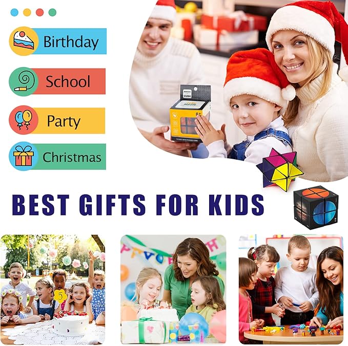 Luaxkpi Toys for 7 8 9 10 Year Old Boy Gifts Ideas, Educational Fidget Toys Magic Cube Autism Sensory Toy for Kids Age 8-12 Infinity Cubes Cool Birthday Gift for Teen Boys Girl Age 8-10 Years Old