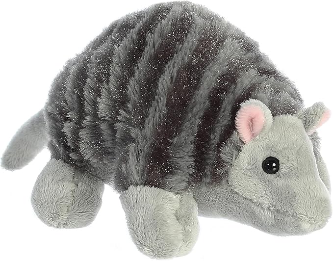 Aurora® Adorable Mini Flopsie™ Armadillo Stuffed Animal - Mini Companions Ready for Playful Adventures - for Kids All Ages, Toddlers, Adults, and Families - Gray 8 Inches