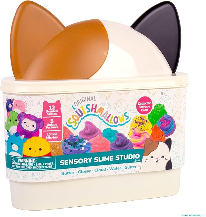 Horizon Group USA Sensory Slime Studio, Scented Slime Kit with Mix-Ins, Charms, and Storage Case, Squishmallows