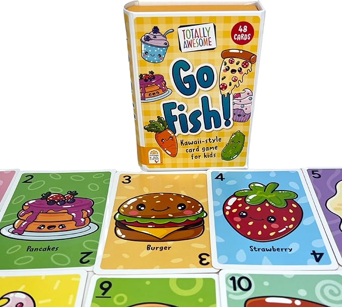 Cottage Door Press Totally Awesome Go Fish Kawaii Card Game for Kids with 48 Adorable Food Character Cards for 2 to 4 Players