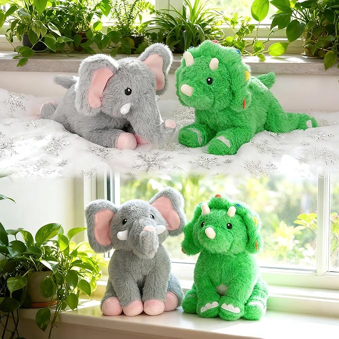Weighted Dinosaur Plush, Weighted Dinosaur Stuffed Animal Soft Stuffed Dino Plushies Triceratops Toy Doll Cute Plushies Gift for Kids Adults 10 Inch, 0.8 Lbs