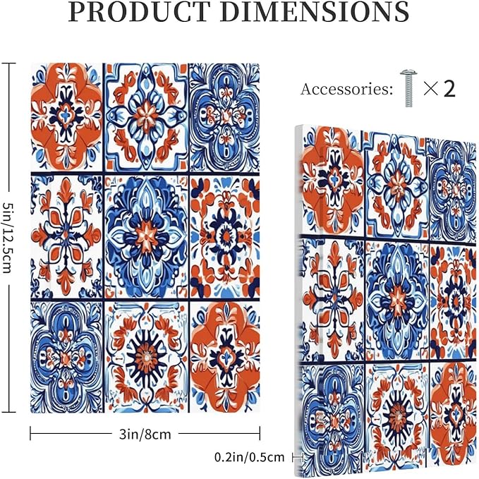 Light Switch Cover Plate Colorful Talavera Mexican Tile 1 Gang No Device Blank Electrical Wall Plates Faceplate Decorative Switch Plate For Bathroom Kitchen Decor