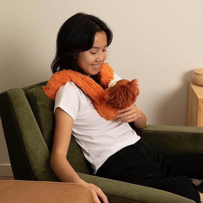 HUGIMALS Hugarounds Ollie the Orangutan 2.5 lb Microwaveable & Freezable Weighted Plush Neck & Shoulder Wrap | Soothing, Comforting Hugs for Self-Care & Relaxation | Unscented for Ages 2+