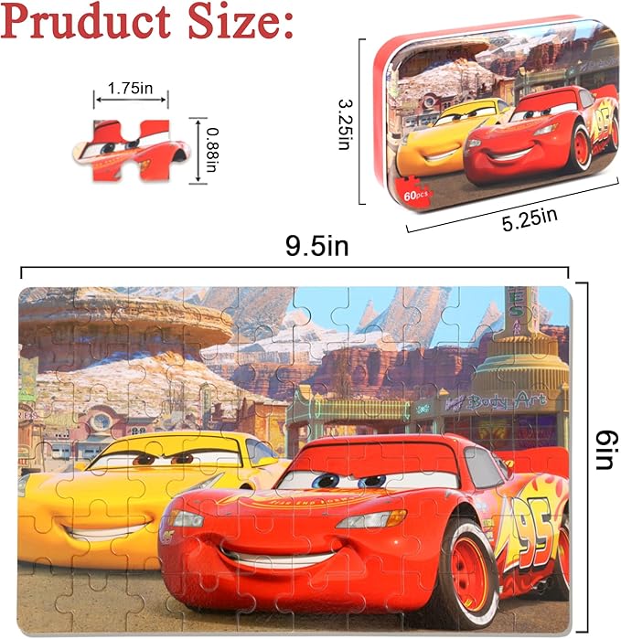 Puzzles for Kids Ages 4-8 60 Pieces Jigsaw Puzzles for Boys and Girls Educational Learning Puzzles in Metal Box