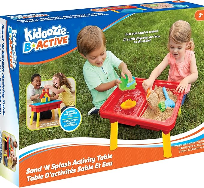 Toddler Sensory Kids Table with Lid | Sensory Bin | Kidoozie | Mega Block Compatible Lid | Indoor Outdoor Use , Red, G02521 17 x 12.5 x 11 inches
