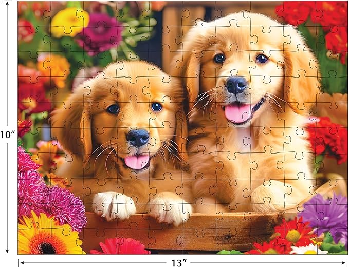 RoseArt - Kodak Premium - Golden Puppy Pals - 100 Piece Jigsaw Puzzle for Adults