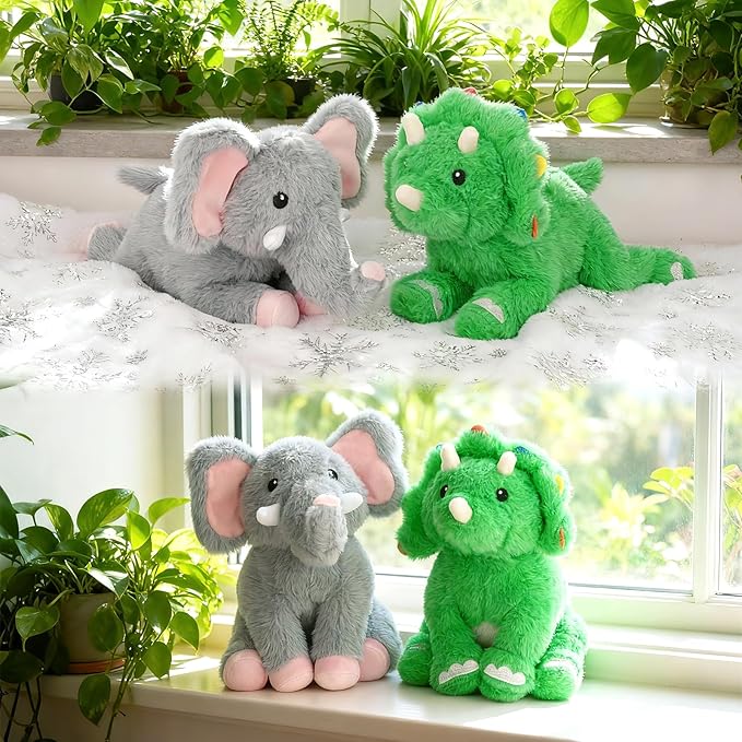 Weighted Elephant Stuffed Animal, Gray Soft Stuffed Elephant Plush Toy, Small Weighted Plush Comfort Birthday Gifts for Kids, 10 Inch, 0.8 Lbs