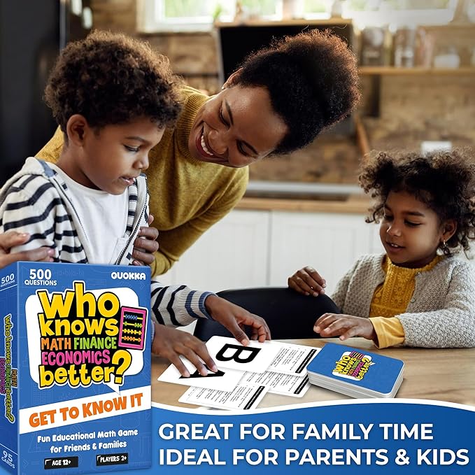 Board Games for Kids 8-12 – STEM Family Card Games for Kids and Adults –Trivia Cards for Family Game Night – Who Knows Math Finance Economics Better – Fun Card Game for Families and Teens