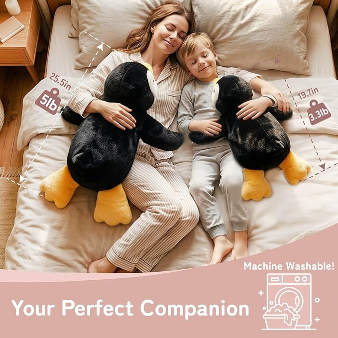 Niuniu Daddy Penguin Weighted Stuffed Animals for Kids & Adults, 24" | 5lb Large Weighted Plushies Pillow for Sleeping and Calming, Cute Lying Plush Toy Huggable Gift for Everyday Comfort