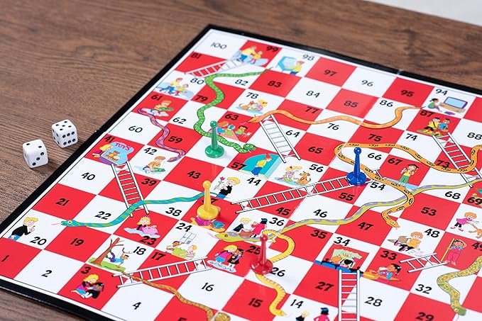 Pressman Snakes & Ladders Game, 2-4 Players, Ages 4 & Up, 5"