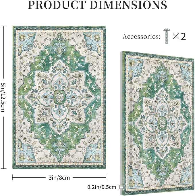 Sage Green Boho Vintage Floral Light Switch Cover Plate 1 Gang No Device Blank Electrical Wall Plates Faceplate Decorative Switch Plate Covers for Bedroom Living Room Decor