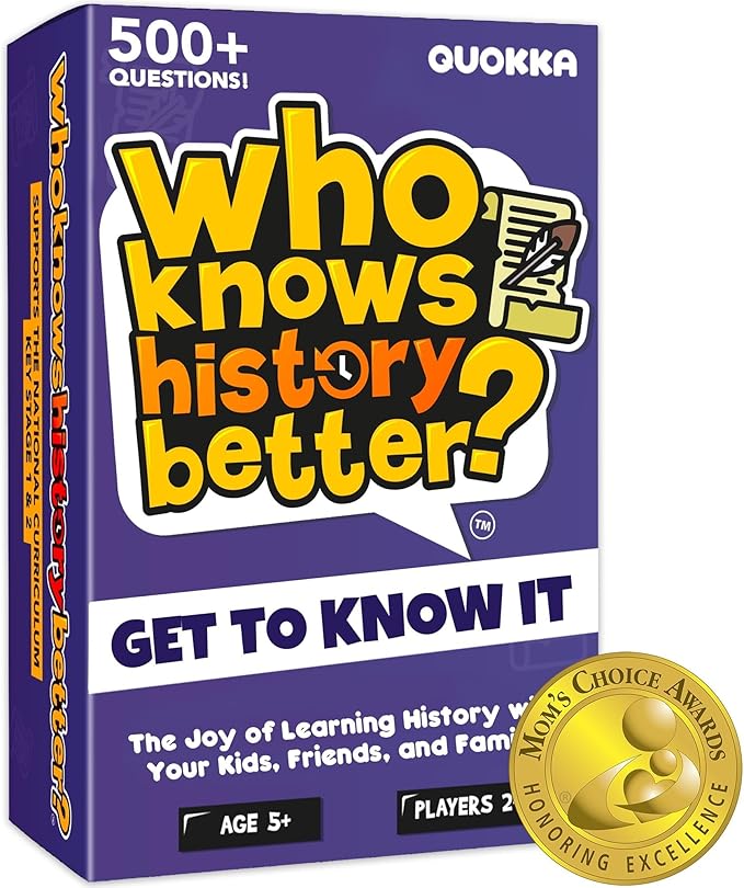 Board Games for Kids 8-12 – Family Card Games for Kids and Adults – History Trivia Cards for Family Game Night – Who Knows History Better – 500+ Questions – Fun Card Game for Families and Teens