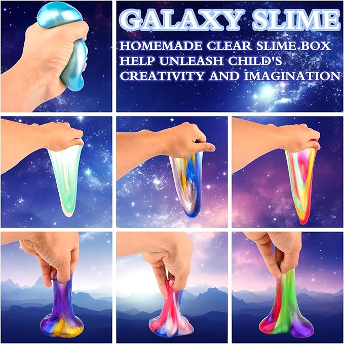 64 Pack Mini Bulk Galaxy Slime Kit Party Favors, Stretchy, Stress Relief, and Safe for Girls and Boys Classroom Reward, Easter Party Supplies,End of Year Student Gifts