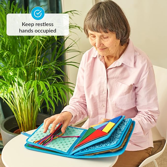 Fidget Book for Elderly | Fidget Blanket for Dementia | Dementia Products for Elderly | Gift and Activities for Seniors with Alzheimer’s | Sensory Fidget Book