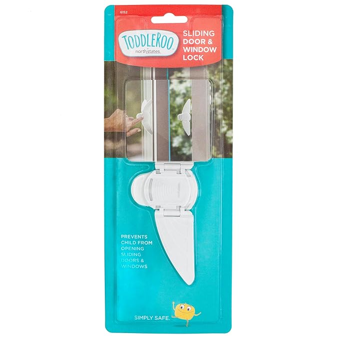 Toddleroo by North States - Sliding Door & Window Lock for Baby Proofing: Sliding Door Lock for Child Safety - Pack of 1 - White