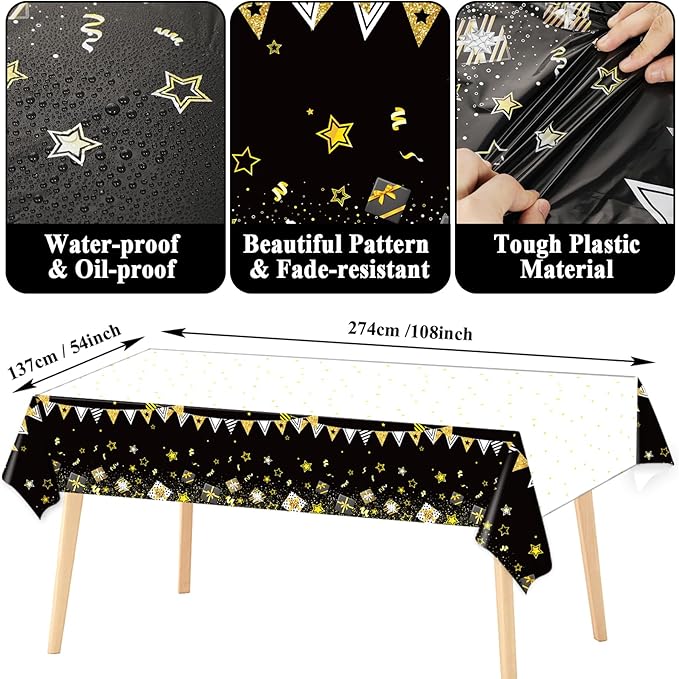 We Will Miss You Party Decorations Serve 24 Guests Going Away Party Disposable Plates Napkins Tablecloth Farewell Dinner Tableware Black and Gold Goodbye Party Supplies for Leaving Retirement Party