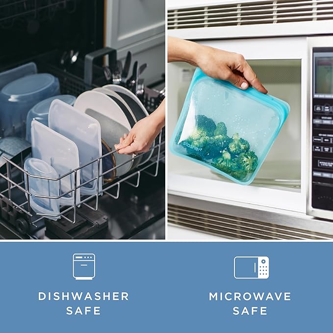 Stasher Silicone Reusable Storage Bags, 3-Pack Bowls, Reusable Freezer Bags, Microwave, Dishwasher, Oven Safe, Sous Vide, Premium Lunch Containers, Eco Friendly, Food Storage Bag, Snack Bag, Clear | Reusable Food Bags