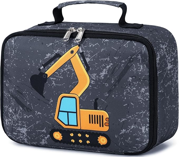 LOIDOU Lunch Box for Kids Boys Girls Insulated Lunch Bag Thermal Meal Tote Reusable Lunch Pail Bags for School Travel (Truck Gray)