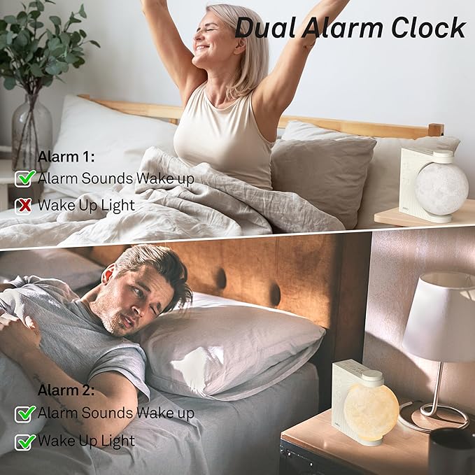 AIRIVO Sunrise Alarm Clock for Bedrooms, Wake Up Light & Sound Machine, Moon Night Light with Dual Alarms, 15 Sounds, 12 Volume Levels, Snooze for Kids Teens Heavy Sleepers