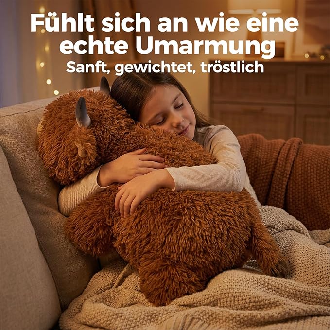 Mewaii Mom's Choice Award | 4 lbs Weighted Stuffed Animals Highland Cow - 23" Heavy Weighted Plush & Stuffy - Realistic Scottish Cow Plushy Gift for Kids & Adults - Large Cuddly Weighted Cow Toy