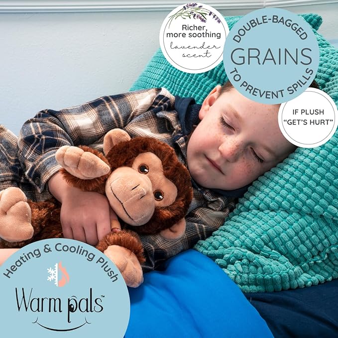 1i4 Group Marvin the Monkey - Microwavable & Weighted Plush Stuffed Animal - Heated Plushie for Warmth - Cute, Soft, Cozy Toy for Adults & Children (Boys, Girls, & Toddlers) by Warm Pals