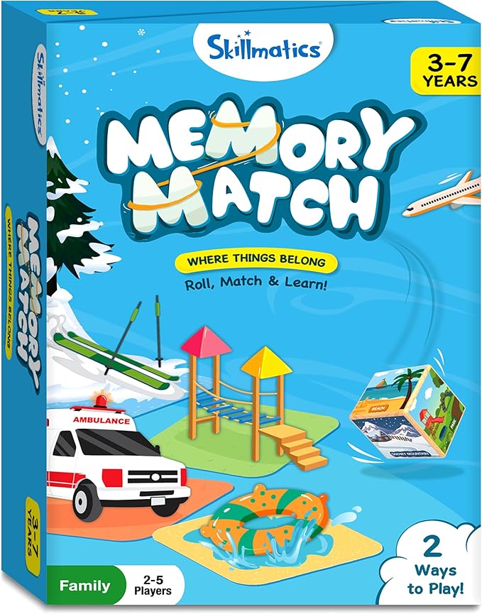 Skillmatics Memory Match - Where Things Belong, Fun & Fast Matching Board Game for Kids, Educational Preschool Game for Toddlers, Boys & Girls Ages 3, 4, 5, 6 & 7, Learning & Brain Development Toy