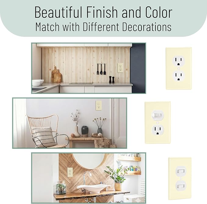 Bates- Duplex Wall Plate, 5.5" x 3.5"/Over Size, 12 Pack, Ivory, Electrical Outlet Cover Plates, Wall Outlet Cover