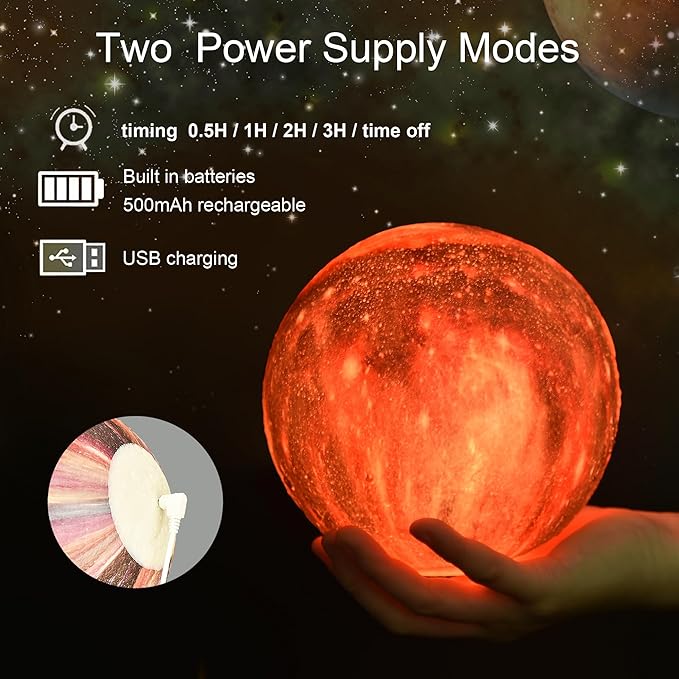 5.9 inch Galaxy Moon Lamp Remote & Touch Control 16 Colors LED Night Light Rechargeable Globe Light as Gifts Decor for Boys/Girls/Kids/Women