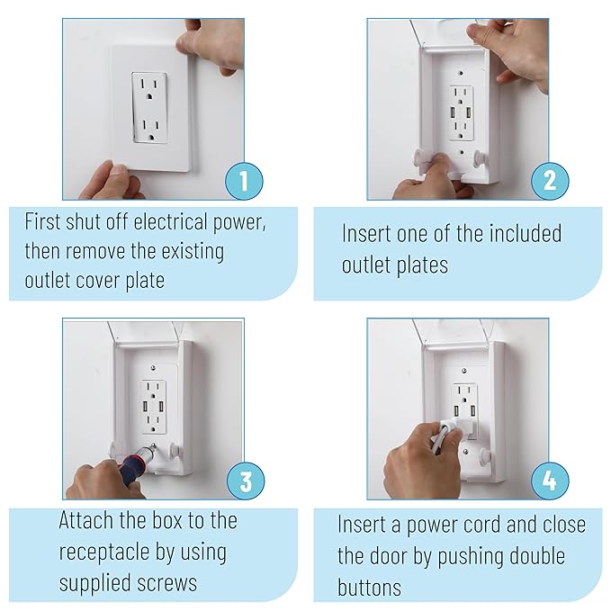Bates- Baby Safety Outlet Cover Box, Clear Door, Baby Proof Outlet Covers, Plug Covers for Electrical Outlets