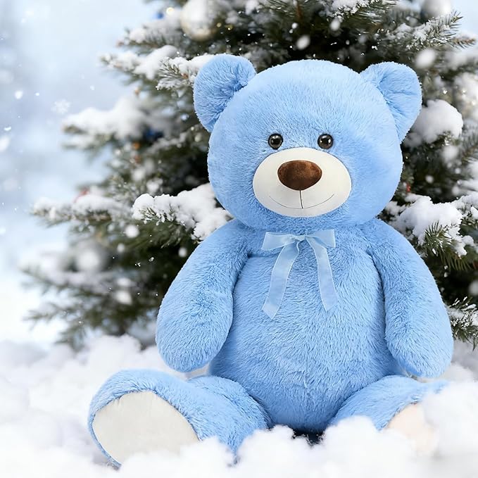 Toys Studio 36 inch Big Blue Teddy Bear Cute Stuffed Bear Plush Toy Giant Stuffed Animal for Girlfriend Kids Girls Gifts Christmas Valentine's Day Birthday Baby Shower Decorations