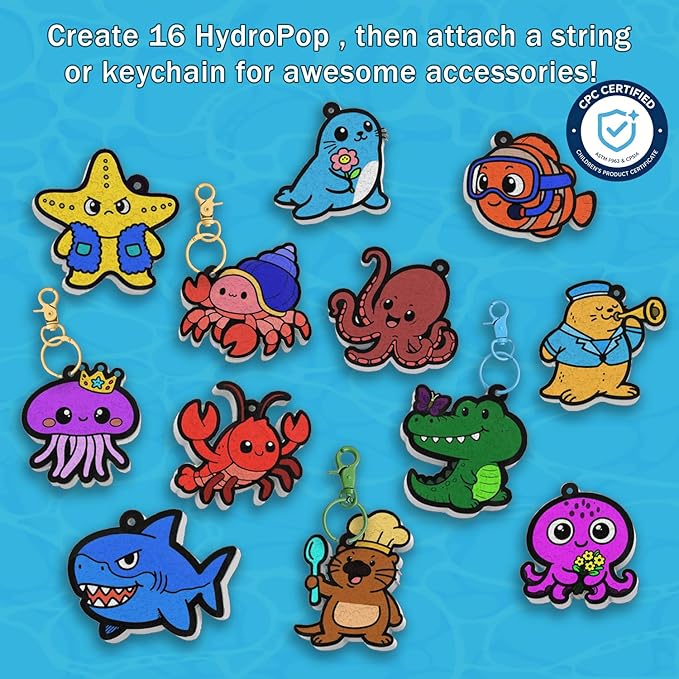 WurLoo 3D Art Kit - Aqua Puffs Ocean Panl,Mess-Free Craft for Kids, DIY Color & Inflate Activity, Travel Toys & Creative Gifts for Girls and Boyd Ages 4, 5, 6, 7, 8, 9, 10