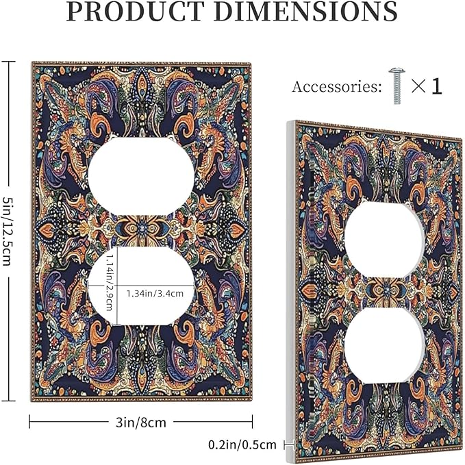 Outlet Covers Mandala Petals Retro Flowers 1 Gang Duplex Light Switch Cover Decorative Switch Plates Electrical Receptacle Faceplate Wall Plate For Bed Room Home Decor