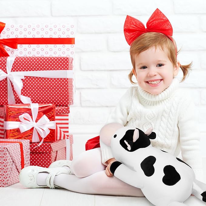IdeaMeme Cow Weighted Plush, 24" 4.2 lbs Weighted Stuffed Animals, Cute Cow Plush Toy Pillow Gifts for Kids and Adults