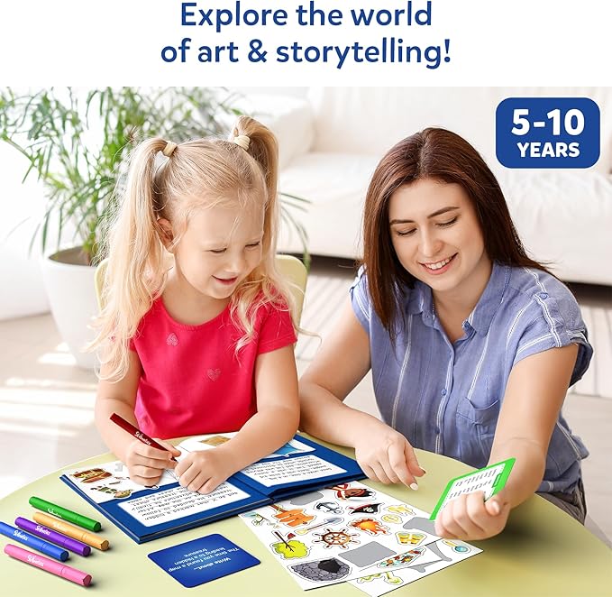 Skillmatics Storybook Art Kit - Create Adventure Stories, DIY Craft & Writing Kit with 300+ Stickers, Scrapbooking & Journal Activity, Screen-Free Fun, Gifts for Kids Ages 5, 6, 7, 8, 9, 10