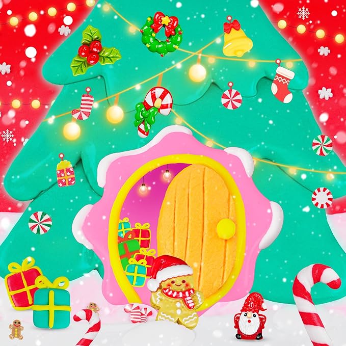 LAWOHO Christmas Stocking Stuffers for Kids, 4 Pack Christmas Slime Balls with Butter Slime & Xmas Add-ins, Slime kit for Girls & Boys Kids Stocking Stuffers, Xmas Gifts for 4 5 6 7 8 9 10+ Year Old