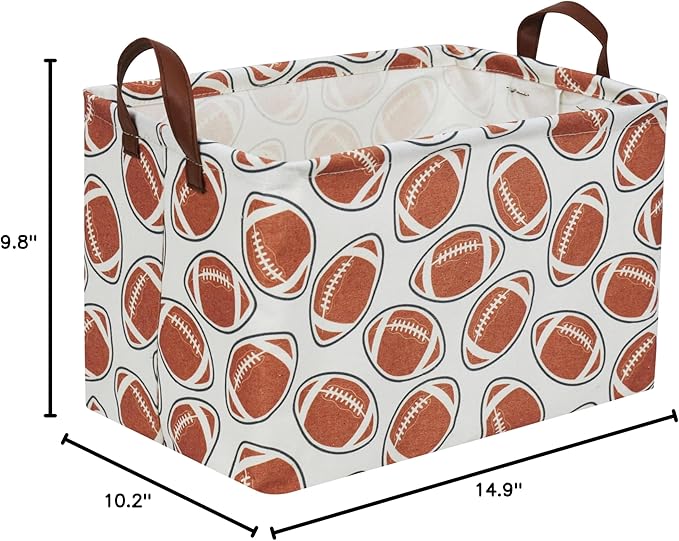 Essme Rectangular Football Baskets ,Kids Storage Box,Toy Bin for Boys with Handles for Room Decor, Kids Basket,Shelf Basket,Toy Organizer(Footballs)