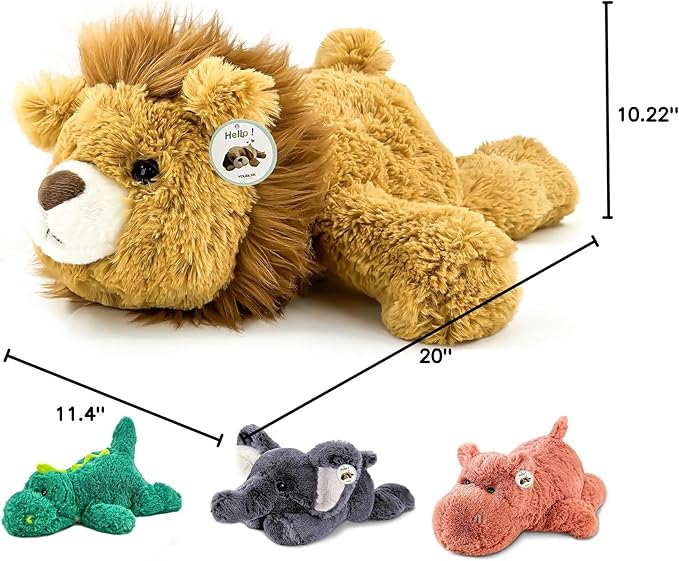 YOUBLEK 20" | 4 Pounds Weighted Stuffed Animals,Sensory Comfort Plush Throw Pillow Toy, Soft for Home & School, Kawaii Plushies Hugging Toy Gifts for Kids & Adults (Lion, 20 inch 4 Pounds)