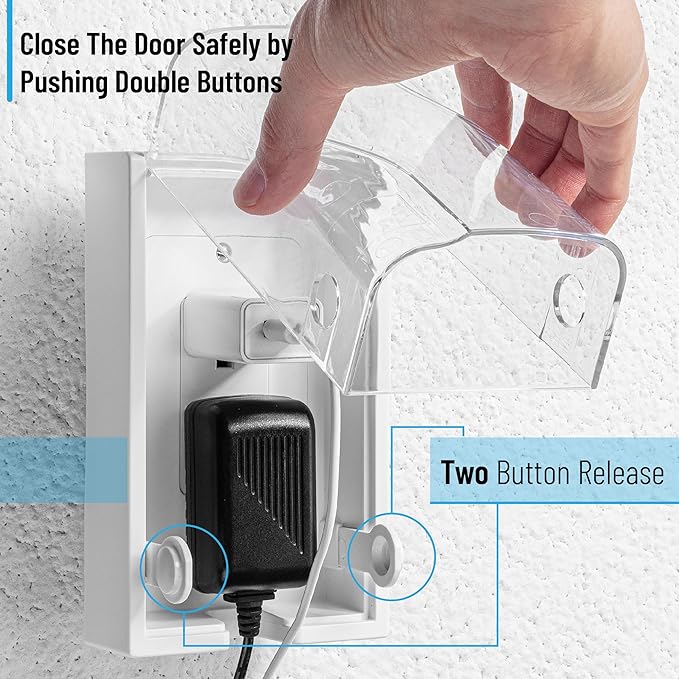 Bates- Baby Safety Outlet Cover Box, Clear Door, Baby Proof Outlet Covers, Plug Covers for Electrical Outlets