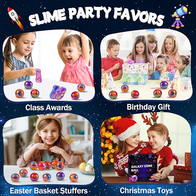 36 Pack Galaxy Slime Ball Kit - Stocking Stuffers for Teen Boys Girls Slime Party Favors for Kids Goodie Bag Stuffers Classroom Prizes Stress Relief Toys Easter Birthday Christmas Valentines Day Gifts