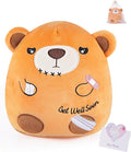 Get Well Soon Gift Bear - Teddy Bear Stuffed Animals with Band-Aid, Kids' Pillow Cushion, Gifts for Patient Girls Boys, Light Brown, 8 Inch