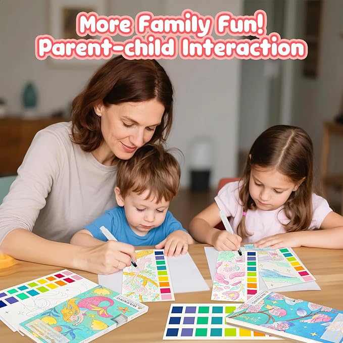 JCREN Watercolor Painting Books, Pocket Watercolor Painting Coloring Kit, Paint with Water Bookmarks Travel Activity Party Favors for Kids Toddlers Gifts for Boys and Girls