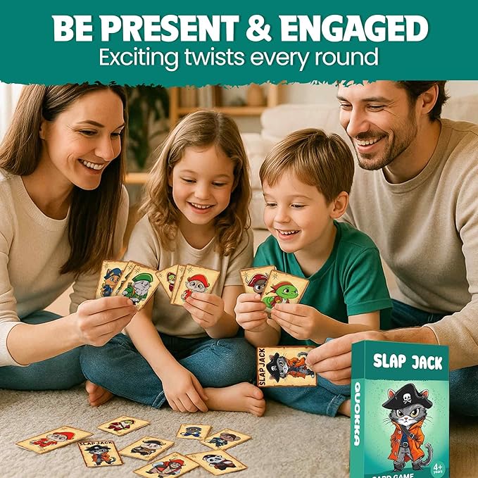 QUOKKA Slap Jack Card Game for Kids Ages 4–8 – Fun Family Game with Cute Characters, Perfect for Travel, Playdates, Family Time – Educational & Engaging Playing Cards for Kids, Easy to Learn
