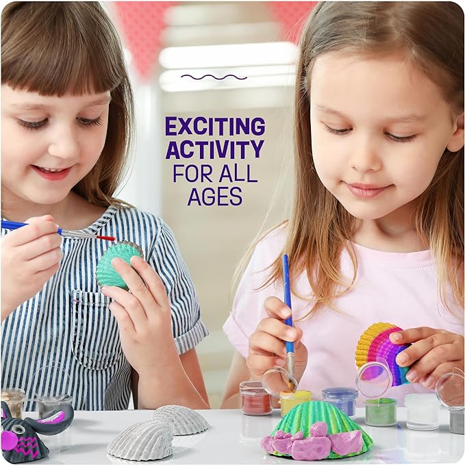 Dan&Darci Kids Sea Shell Painting Kit - Arts & Crafts for Kids - Gifts for Boys and Girls Ages 6-8, 8-12 - Craft Activities Kits - Creative Art Activity Gift Toys for Age 6 7 8 9 10 11 12 Year Old