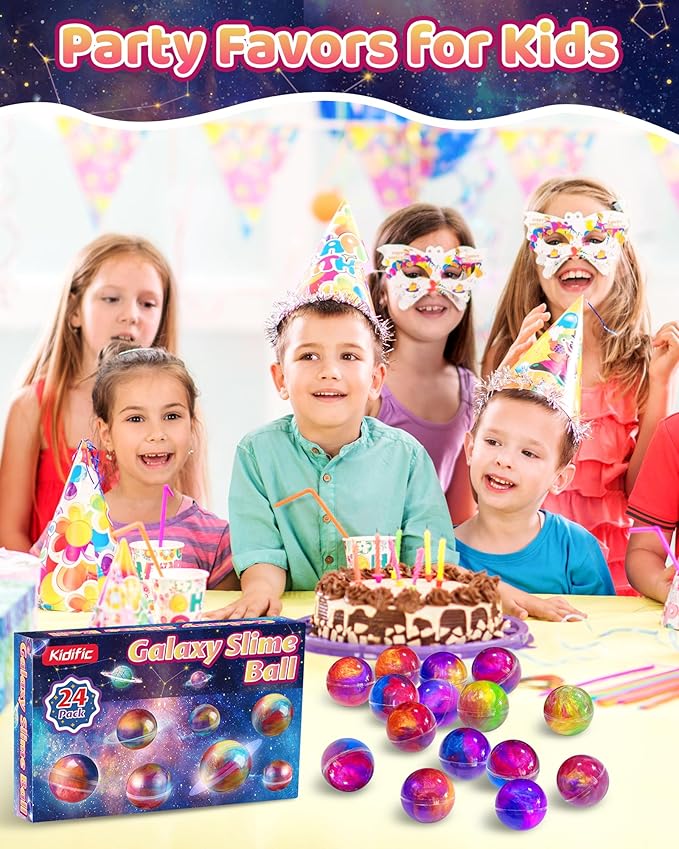 24 Pack Galaxy Slime Party Favors, Non-Sticky, Stress Relief Treasure Box Toys for Classroom Prizes Party Supplies, Student Gifts Birthday Goodie Bags Stuffers for Kids Teens Boys Girls 4-8, 8-12