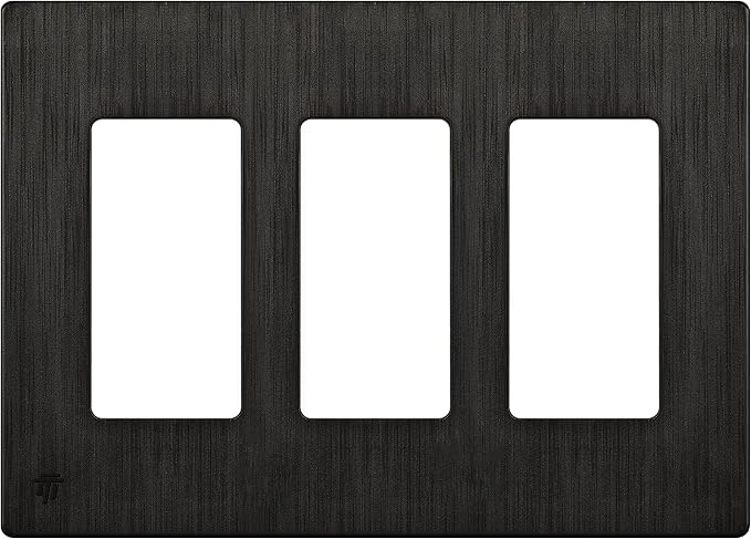 ENERLITES Elite Series Screwless Decorator Wall Plate Child Safe Outlet Cover, Gloss Finish, Size 3-Gang 4.68" H x 6.53" L, Unbreakable Polycarbonate Thermoplastic, SI8833-BDB, Brushed Dark Bronze